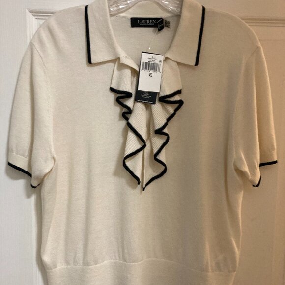 New Ralph Lauren Short Sleeve Sweater Top L-XL - Picture 1 of 6